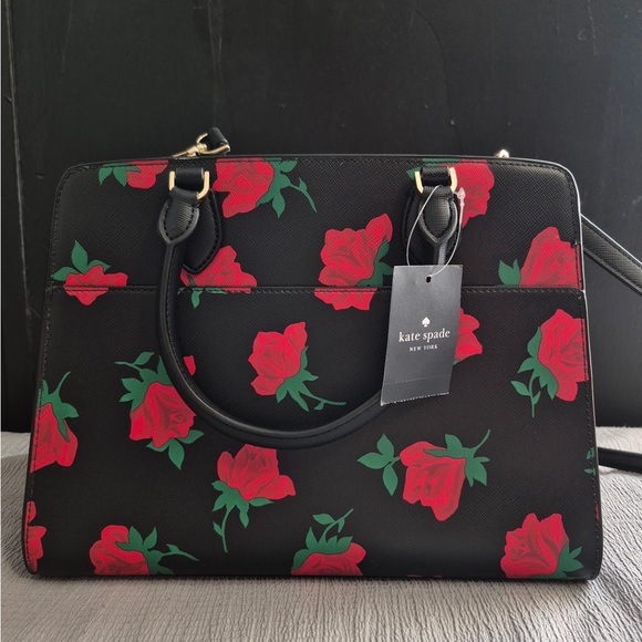 🥳HP🥳Kate Spade NWT Madison Rose Toss Printed Satchel - Picture 6 of 7